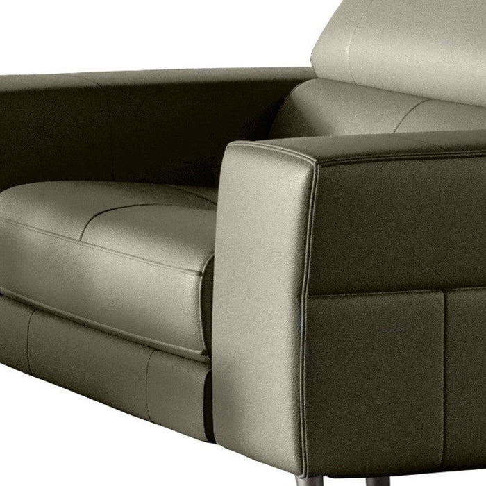 Genuine Leather Power Recliner - Dark Gray