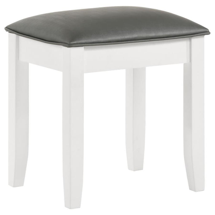 Barzini - Upholstered Vanity Stool - Metallic And White - Simple Home Plus