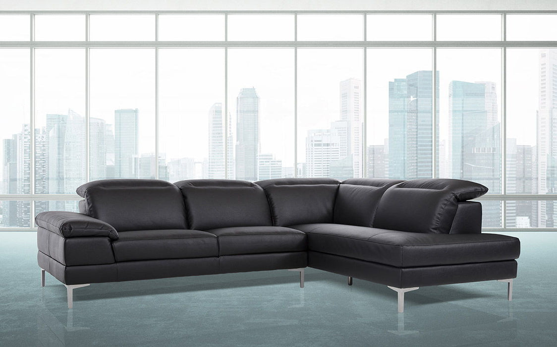 Eco Leather Wood Steel And Foam Sectional Sofa - Black