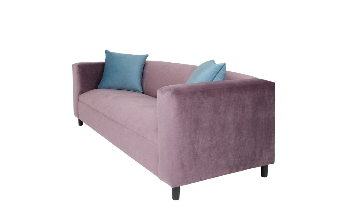 Velvet Sofa And Toss Pillows With Black Legs - Lavender