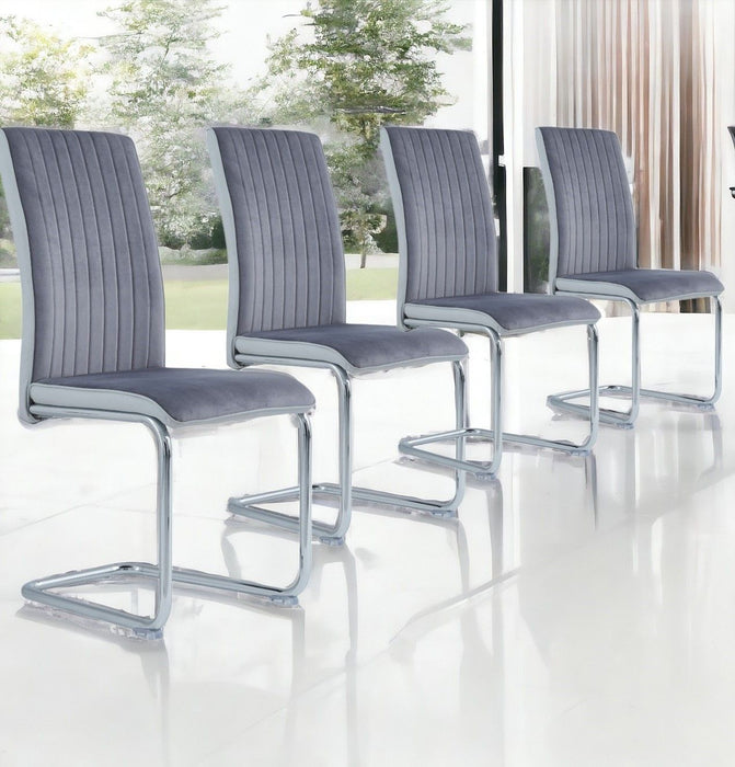 Dining Chairs (Set of 4) - Two Tone Gray / Chrome