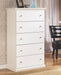 Bostwick - White - Five Drawer Chest - Simple Home Plus