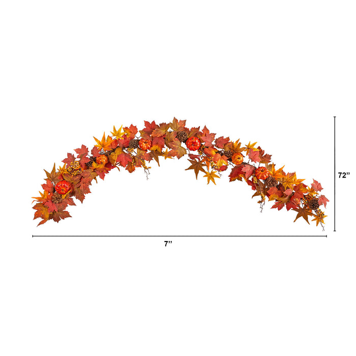 6 Maple Leaf, Pumpkin, Gourd and Berry Fall Garland