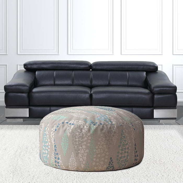 Canvas Round Polka Dots Pouf Cover - Blue