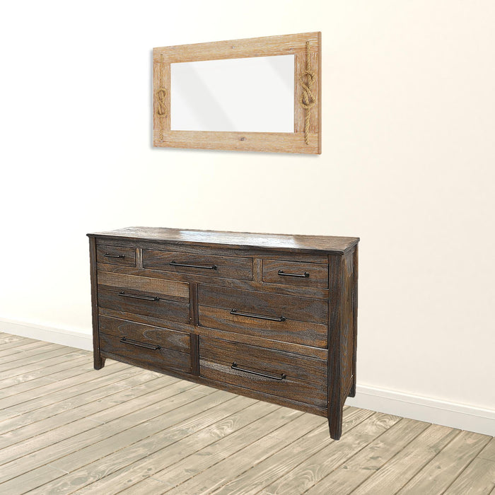 Solid Wood Seven Drawer Double Dresser - Natural