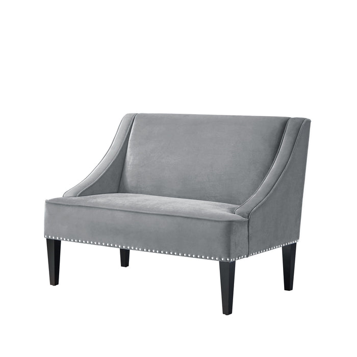 Upholstered Velvet Bench - Gray / Brown