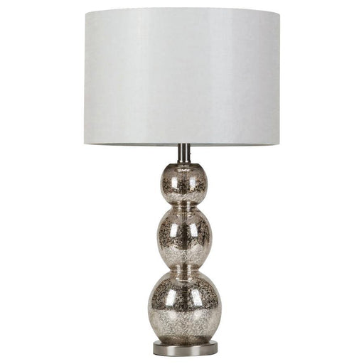 Mineta - Drum Shade Table Lamp - White And Antique Silver - Simple Home Plus