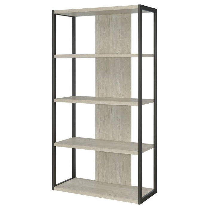 Loomis - 4-Shelf Bookcase - Whitewashed Gray - Simple Home Plus