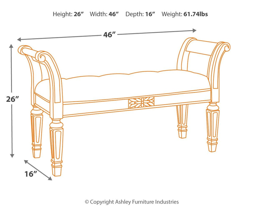 Realyn - Antique White - Accent Bench - Simple Home Plus