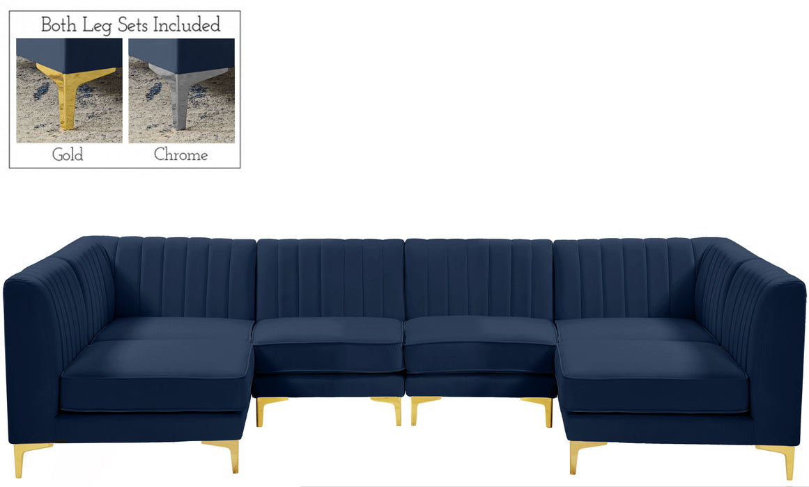 Alina - Modular Sectional 6 Piece - Navy - Fabric