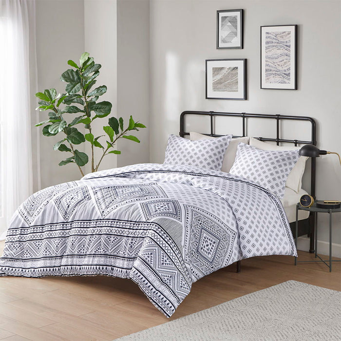 Camila - Full Reversible Duvet Cover Set - Black/White