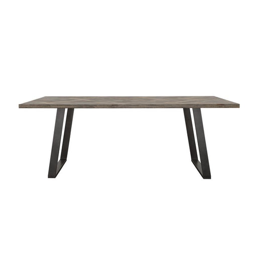 Misty - Sled Leg Dining Table - Gray Sheesham And Gunmetal - Simple Home Plus