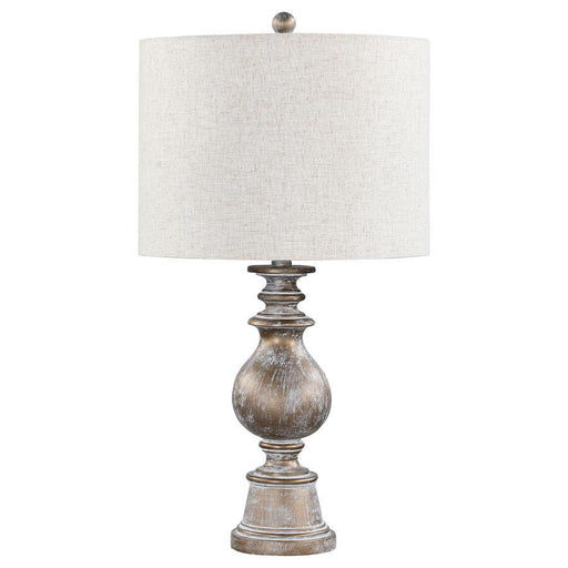 Brie - Drum Shade Table Lamp - Oatmeal And Antique Gold - Simple Home Plus