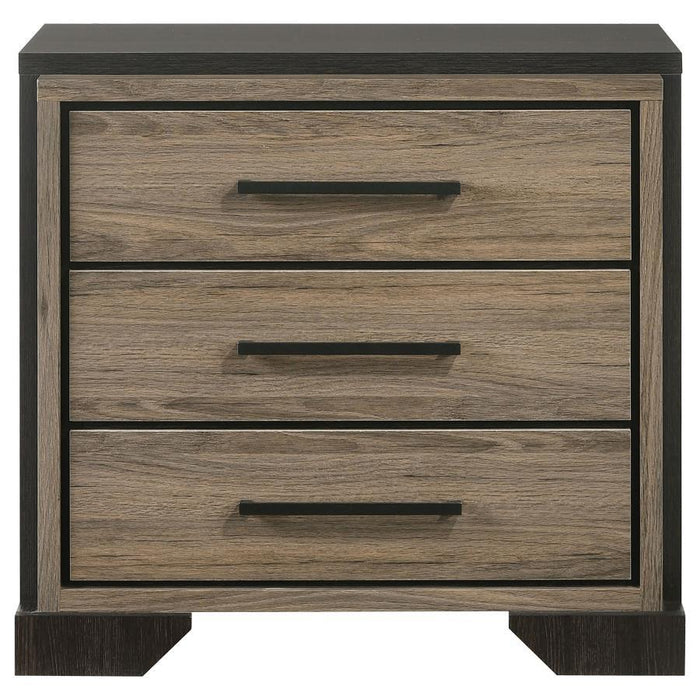 Baker - 3-Drawer Nightstand - Brown And Light Taupe - Simple Home Plus