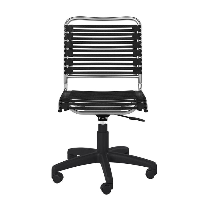 Adjustable Swivel Bungee Rolling Office Chair - Black / Silver