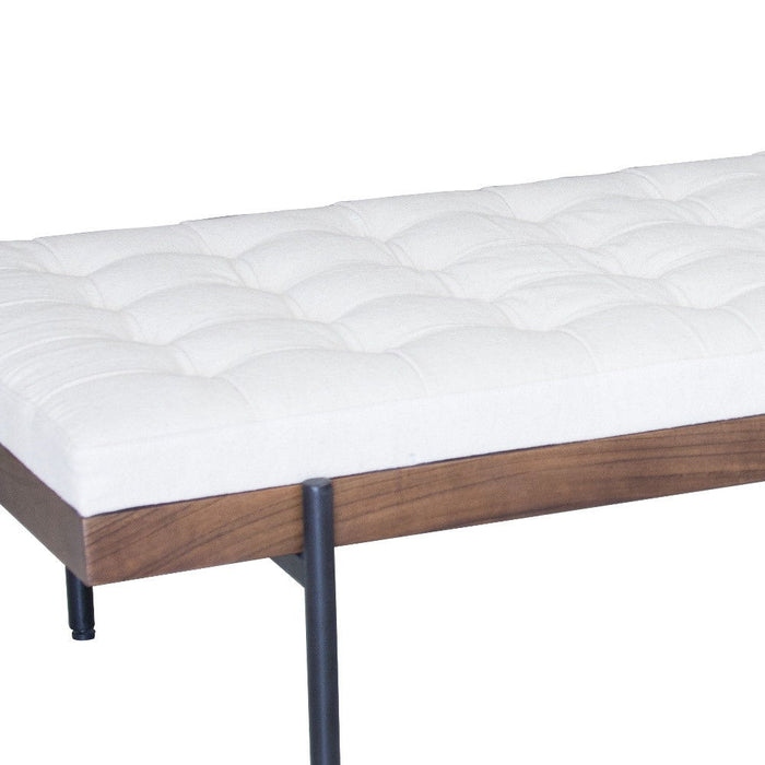 Upholstered Cotton Blend Bedroom Bench - Black / Ivory