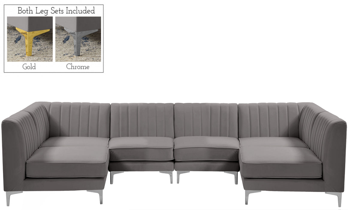 Alina - Modular Sectional 6 Piece - Grey - Fabric