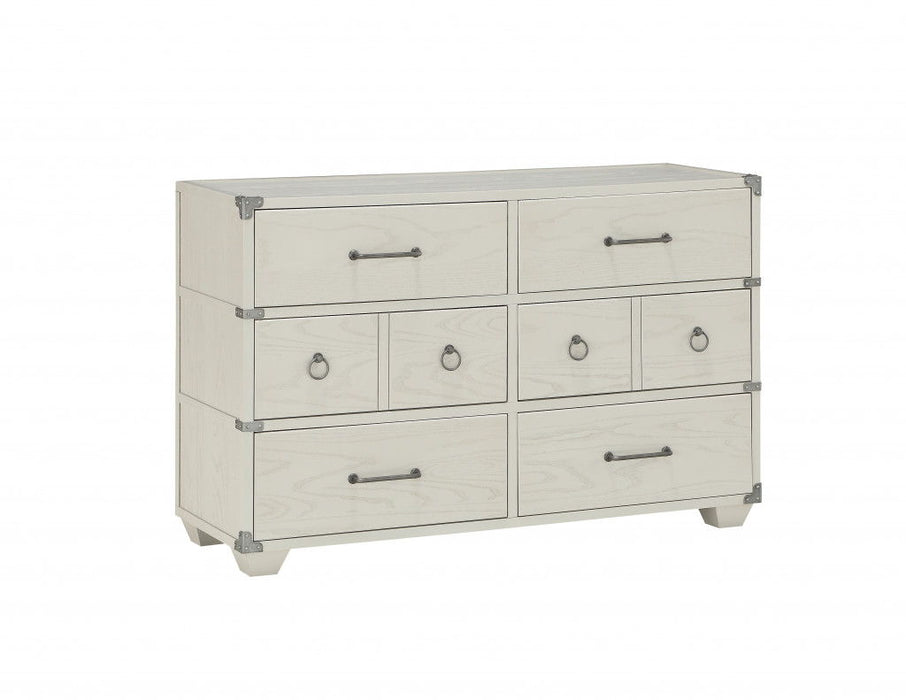 Six Drawer Solid Double Dresser - Gray