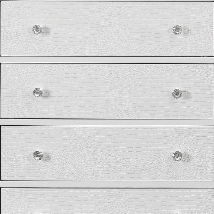 Solid Wood Five Drawer Chest - Metallic White