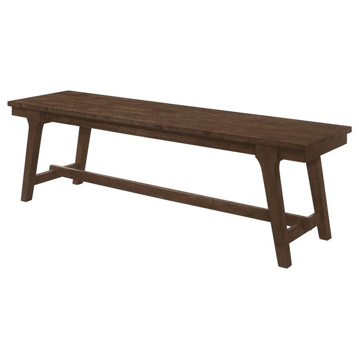 Reynolds - Rectangular Trestle Base Dining Bench - Brown Oak - Simple Home Plus