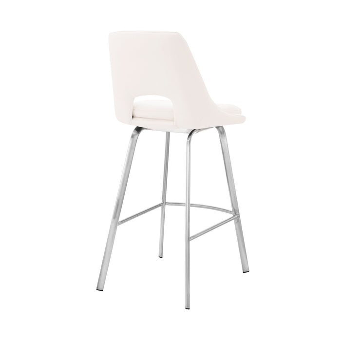 Swivel Low Back Counter Height Bar Chair - White / Silver