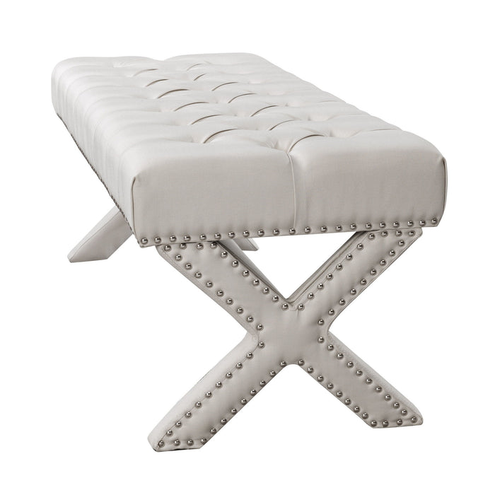 Upholstered Linen Bench - Cream