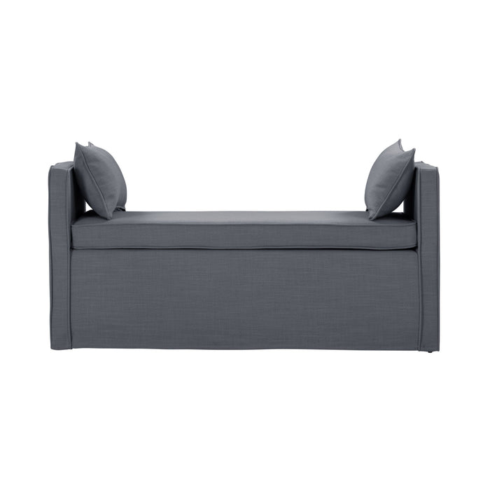 Upholstered Linen Bench - Gray / Black