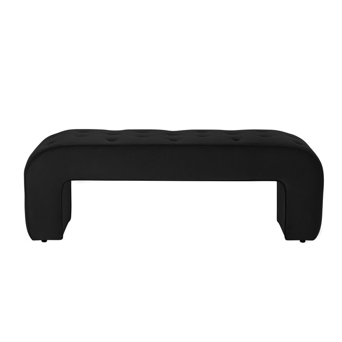 Velvet Upholstered Bench - Black