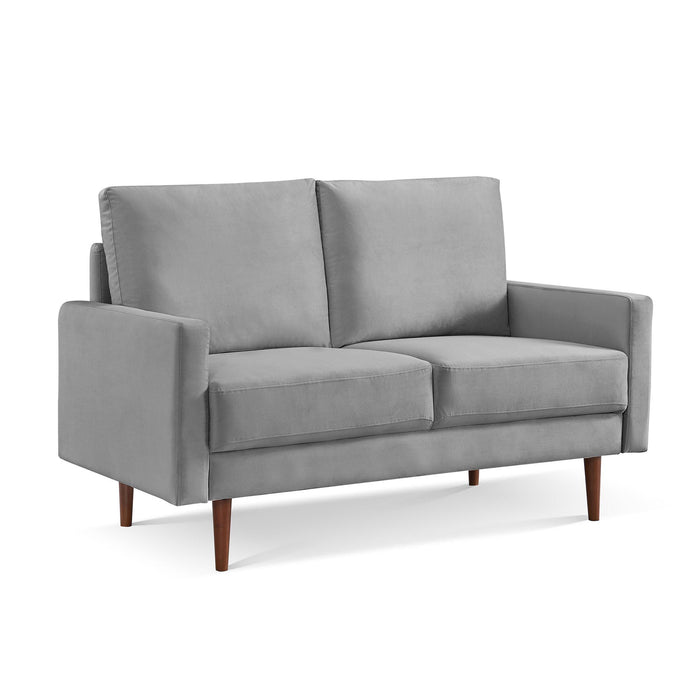 Velvet Loveseat - Gray / Dark Brown