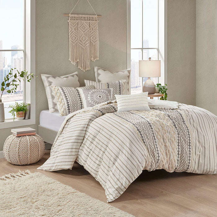 Imani - King Printed Duvet Cover Set With - Ivory