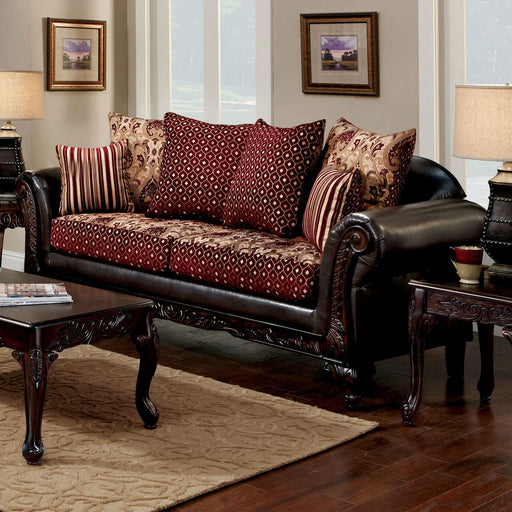 Ellis - Sofa - Burgundy / Brown / Dark Cherry - Simple Home Plus