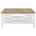 Hollis - Square Wood Coffee Table With Shelf - Brown And White - Simple Home Plus