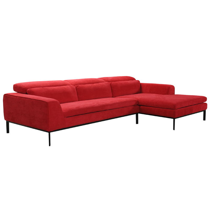 Fabric And Wood Sectional Sofa - Red