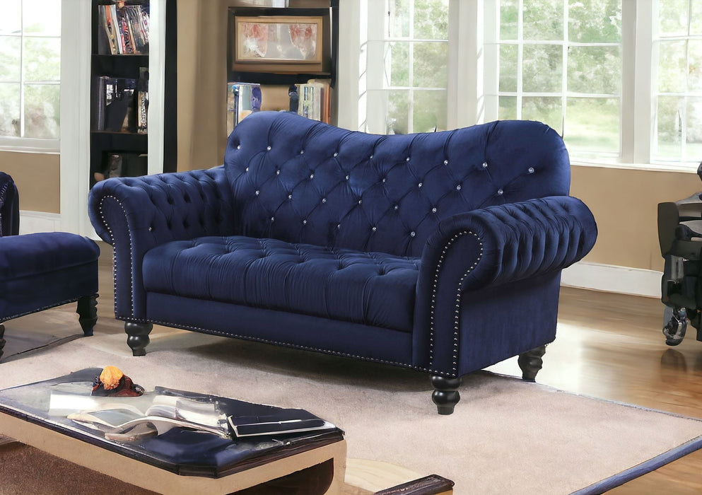 Velvet Loveseat - Navy Blue / Black