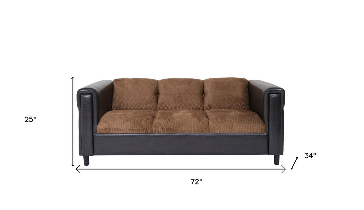 Chenille Sofa With Black Legs - Brown