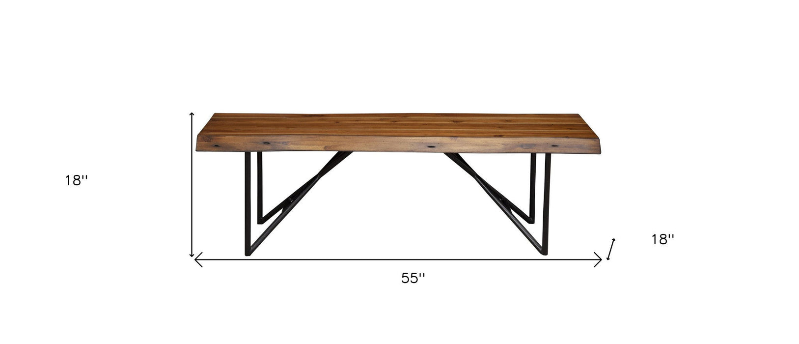 Wood Dining Bench - Brown / Black