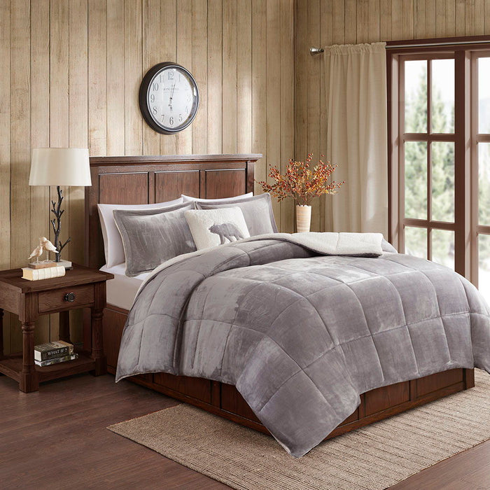 Alton - Down Alternative Comforter Set - Gray / Ivory