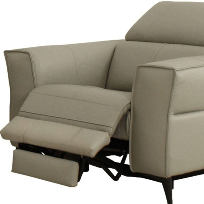 Genuine Leather Power Recliner - Light Gray