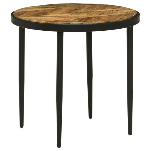 Hayden - Metal Round Side Table - Natural Mango And Black - Simple Home Plus