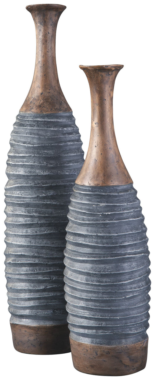 Blayze - Antique Gray / Brown - Vase Set (Set of 2) - Simple Home Plus