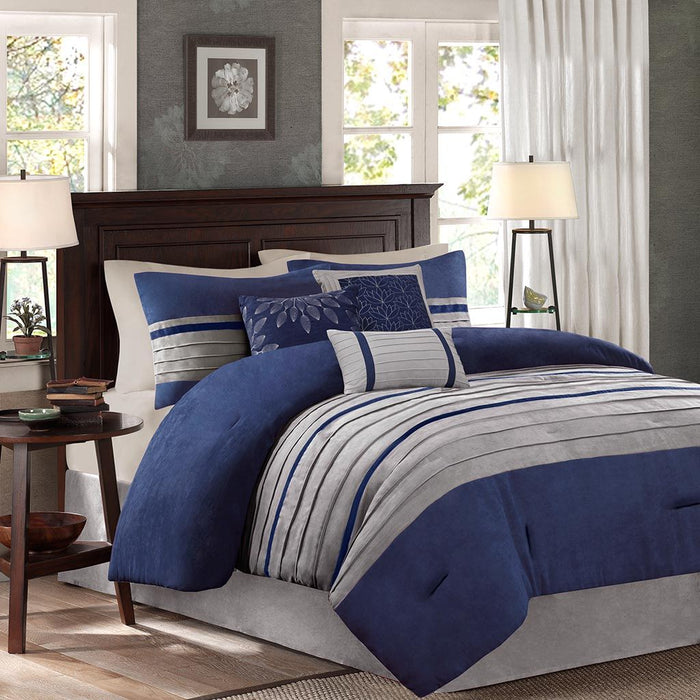 Palmer - Queen Piece Comforter (Set of 7) - Blue