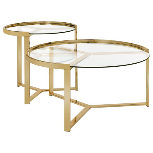 Delia - Round Glass Top Nesting Coffee Table - Simple Home Plus