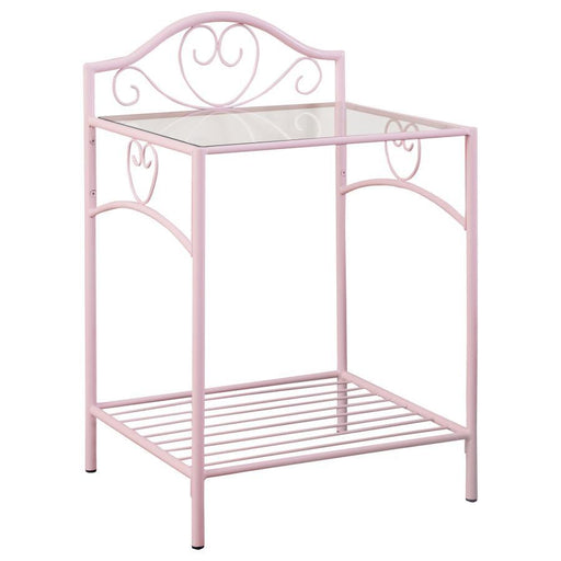 Massi - 1-Shelf Nightstand With Glass Top - Powder Pink - Simple Home Plus