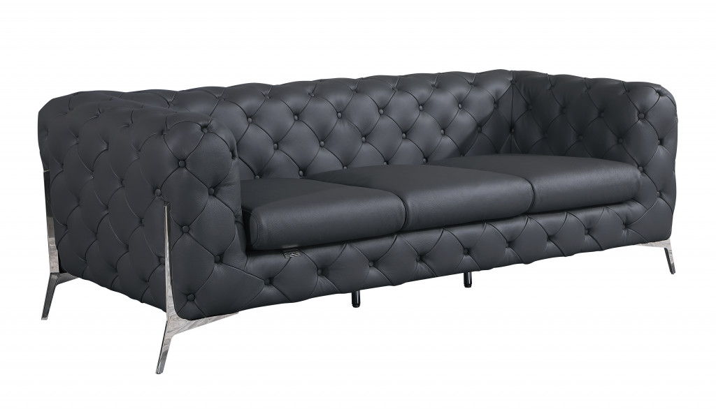 Italian Leather Sofa - Gray