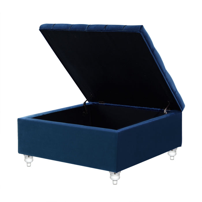 Velvet Tufted Storage - Blue / Clear