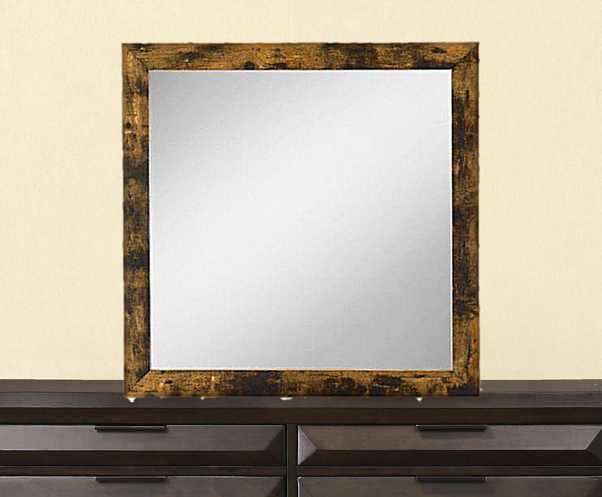 35" Oak Rectangle Dresser Mirror Mounts To Dresser With Frame - Rustic