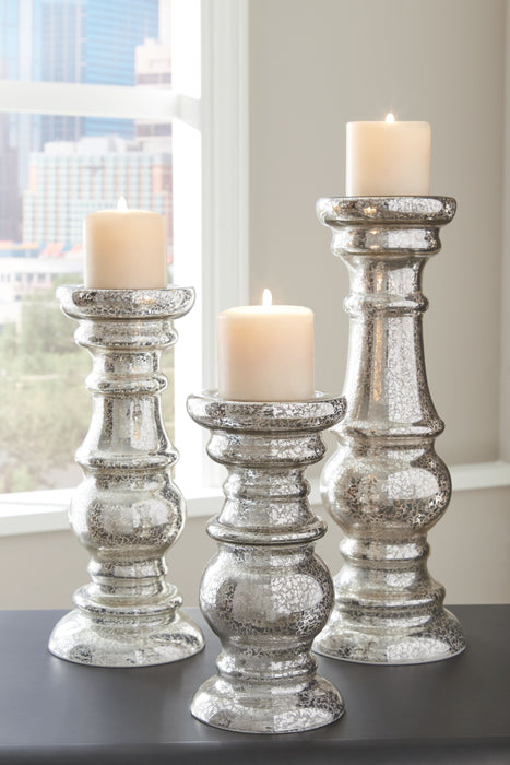 Rosario - Silver Finish - Candle Holder Set (Set of 3) - Simple Home Plus