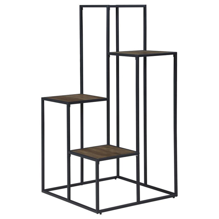 Rito - 4-Tier Display Shelf - Rustic Brown And Black - Simple Home Plus