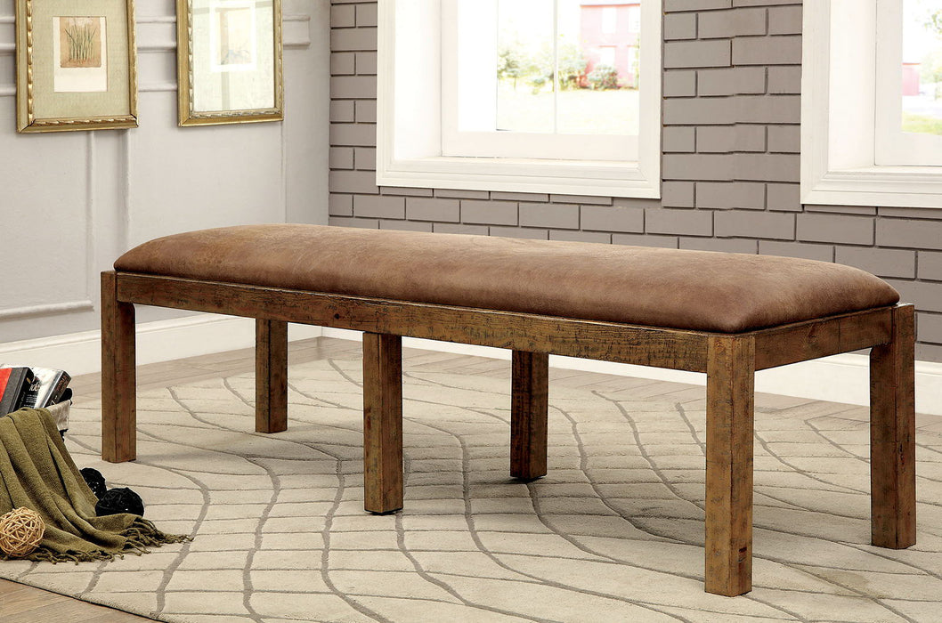 Gianna Fabric Bench - Rustic Oak / Brown - Simple Home Plus