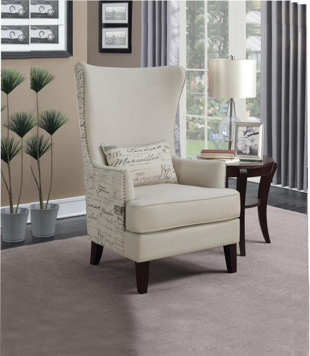 Pippin - Curved Arm High Back Accent Chair - Cream - Simple Home Plus